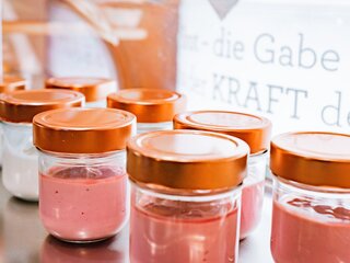 Yoghurt am Frühstücksbuffet im Glitschnerhof