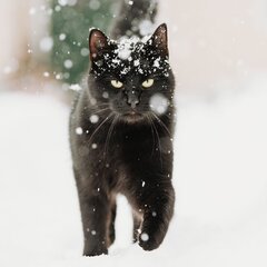 Katze Wanda spaziert im Schnee